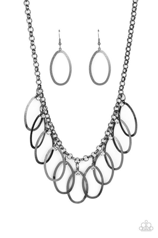 Double OVAL-time - Black - Paparazzi Necklace Image
