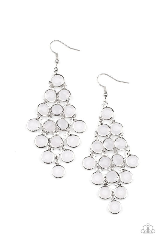 With All DEW Respect - White - Paparazzi Earring Image