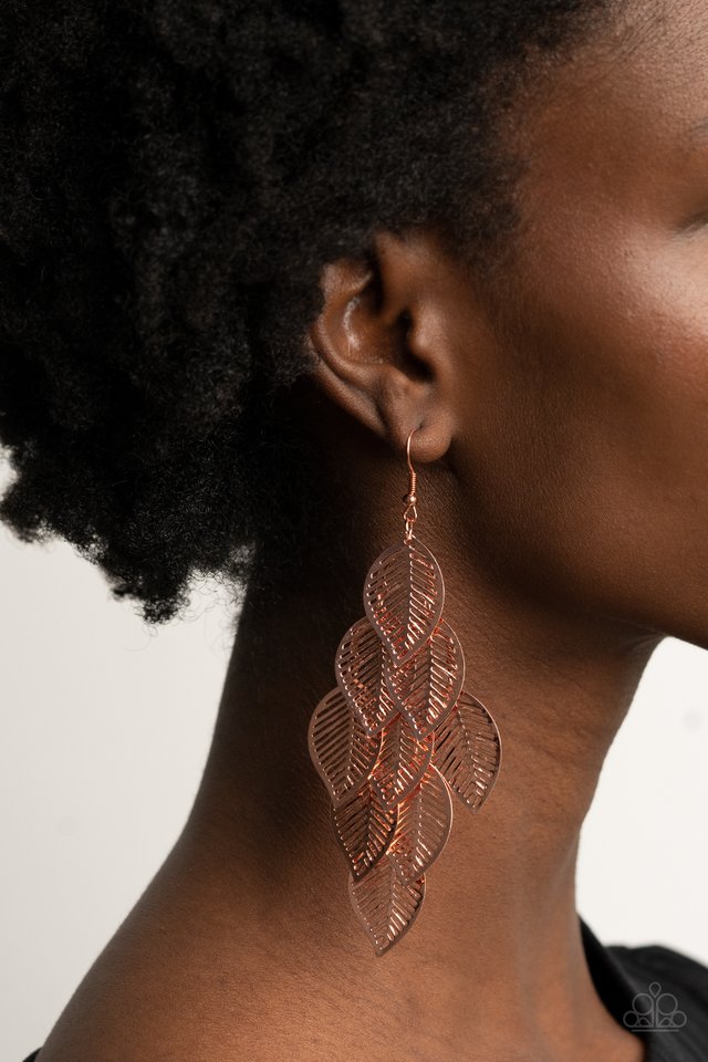 Limitlessly Leafy - Copper - Paparazzi Earring Image