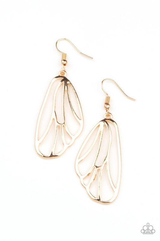 ​Turn Into A Butterfly - Gold - Paparazzi Earring Image