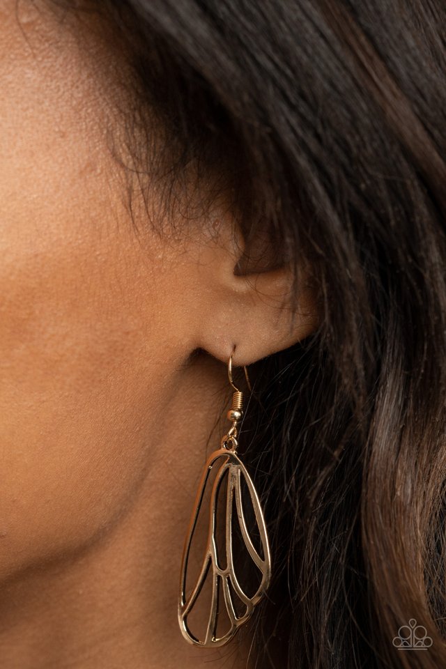 ​Turn Into A Butterfly - Gold - Paparazzi Earring Image