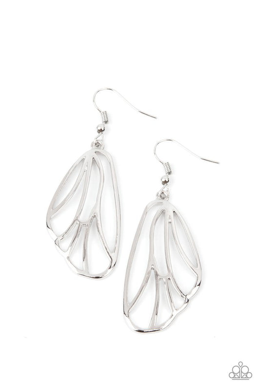 Turn Into A Butterfly - Silver - Paparazzi Earring Image