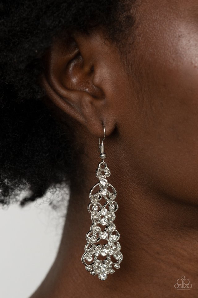 Diva Decorum - White - Paparazzi Earring Image