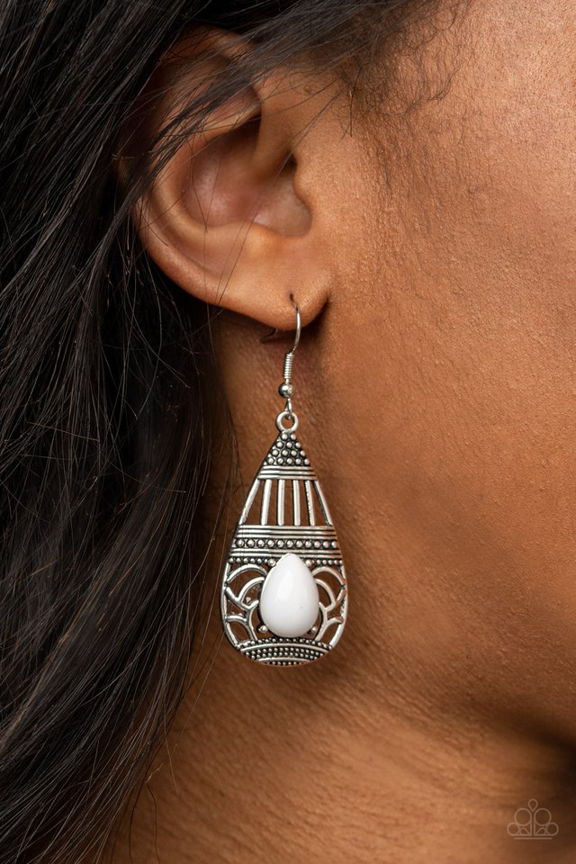 Eastern Essence - White - Paparazzi Earring Image
