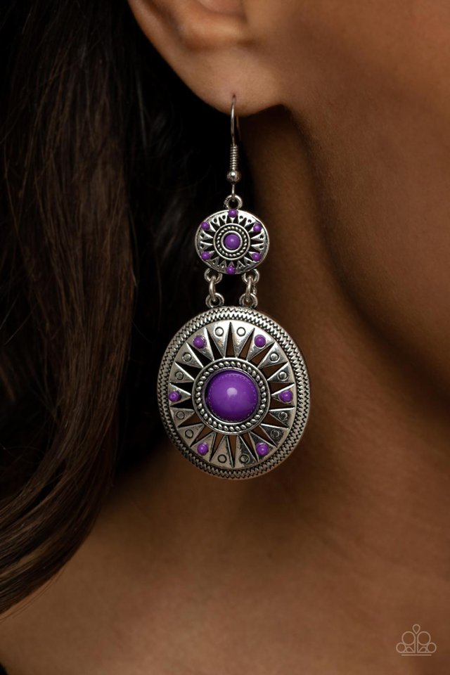 ​Temple of The Sun - Purple - Paparazzi Earring Image