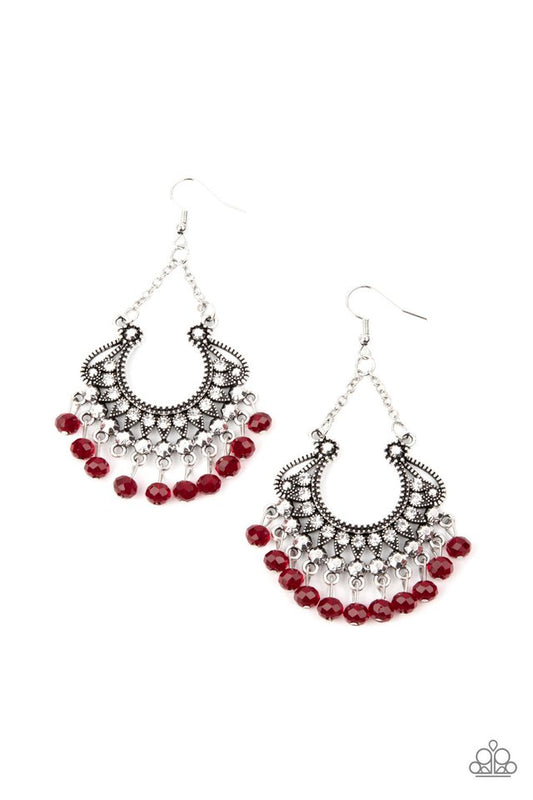 ​GLOW Down In Flames - Red - Paparazzi Earring Image