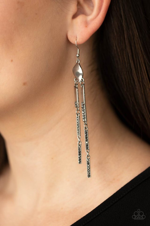 Defined Dazzle - Silver - Paparazzi Earring Image