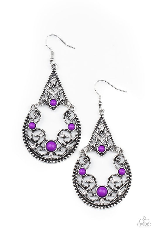 Bohemian Ball - Purple - Paparazzi Earring Image