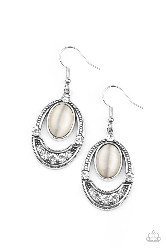 Serene Shimmer - White - Paparazzi Earring Image