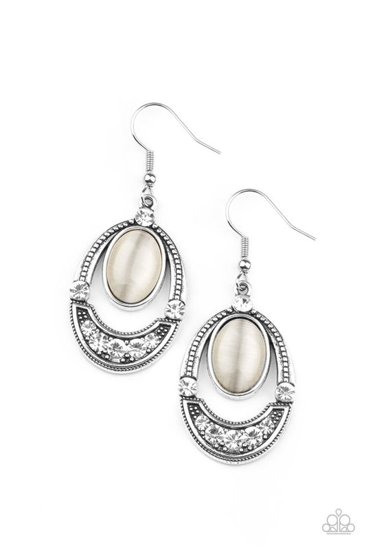 Serene Shimmer - White - Paparazzi Earring Image