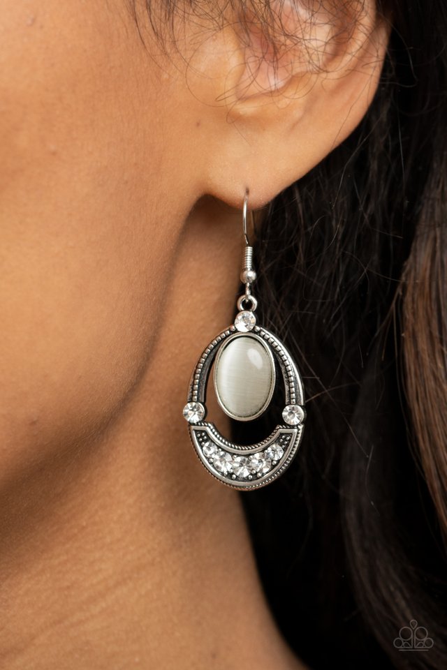 Serene Shimmer - White - Paparazzi Earring Image