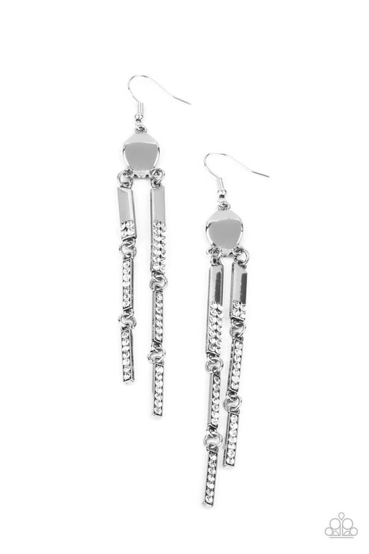 ​Defined Dazzle - White - Paparazzi Earring Image