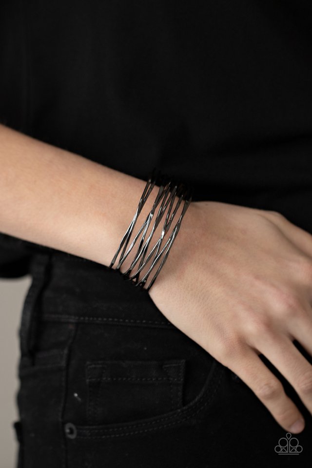 Nerves of Steel - Black - Paparazzi Bracelet Image