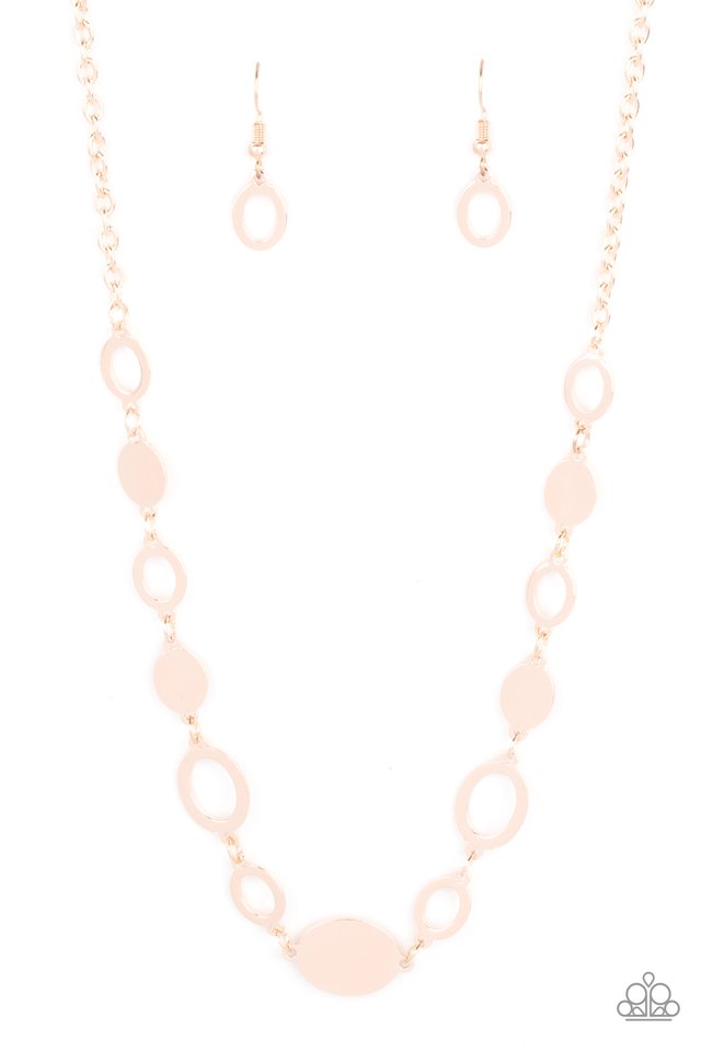 ​Working OVAL-time - Rose Gold - Paparazzi Necklace Image