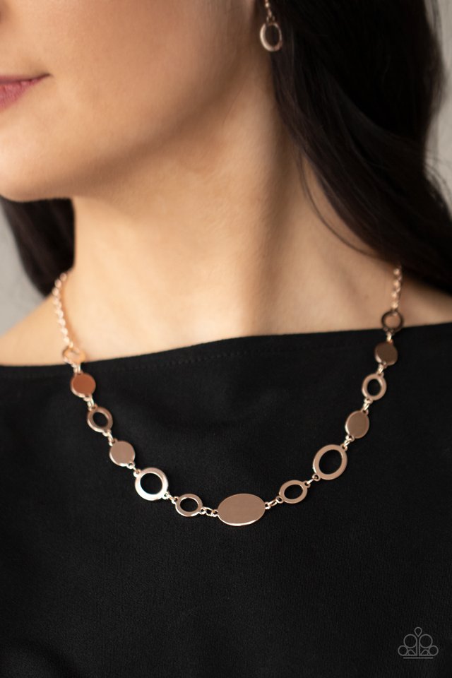 ​Working OVAL-time - Rose Gold - Paparazzi Necklace Image