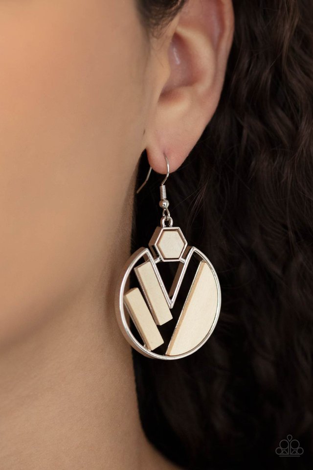 ​Petrified Posh - White - Paparazzi Earring Image