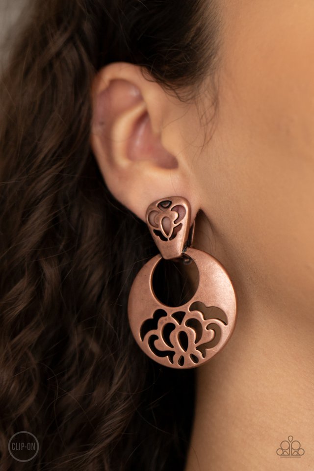 ​Industrial Eden - Copper - Paparazzi Earring Image