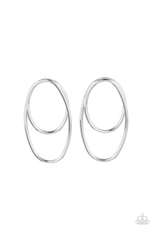 So OVAL-Dramatic - Silver - Paparazzi Earring Image