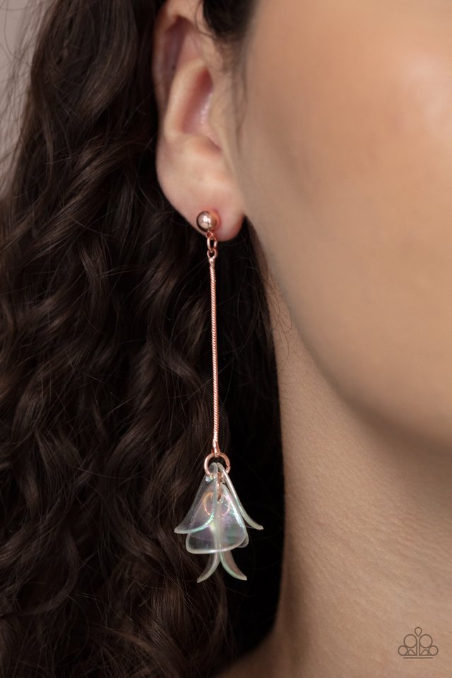 Keep Them In Suspense - Copper - Paparazzi Earring Image