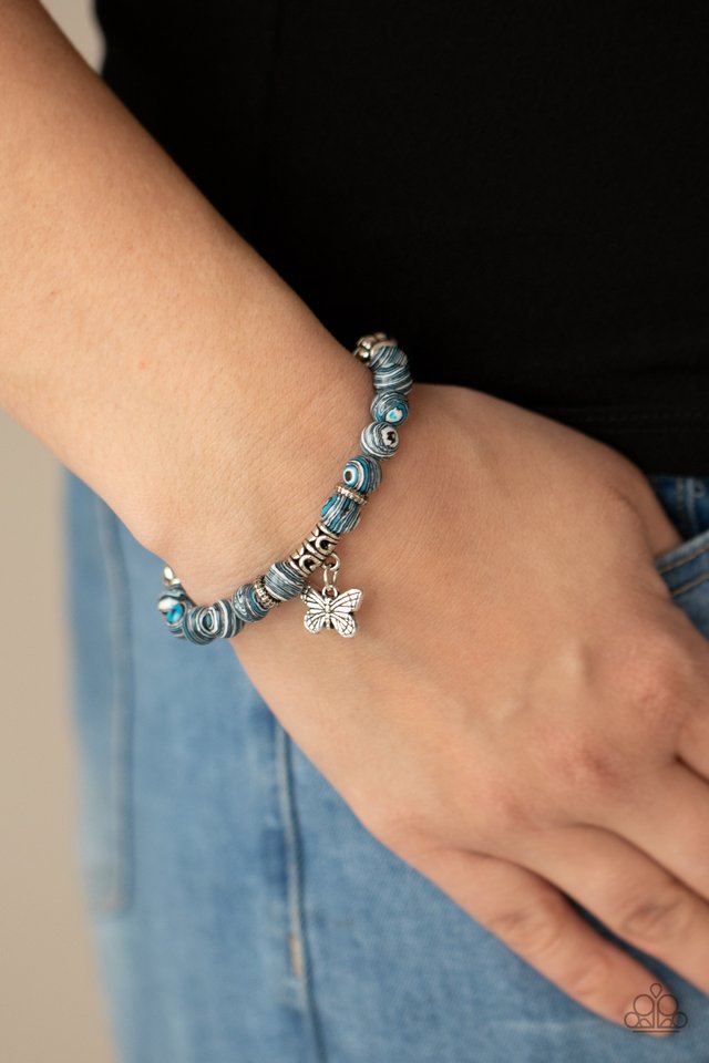 ​Butterfly Wishes​ - Blue - Paparazzi Bracelet Image
