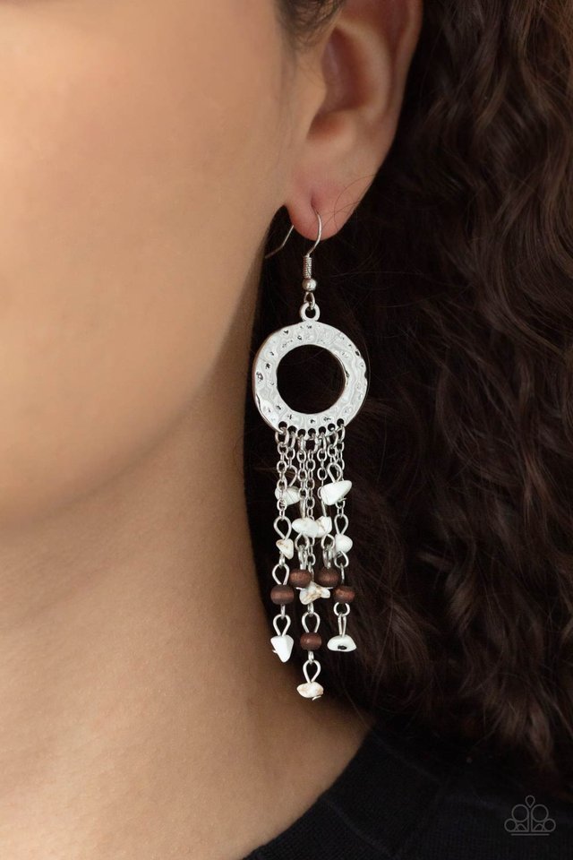 Primal Prestige - White - Paparazzi Earring Image