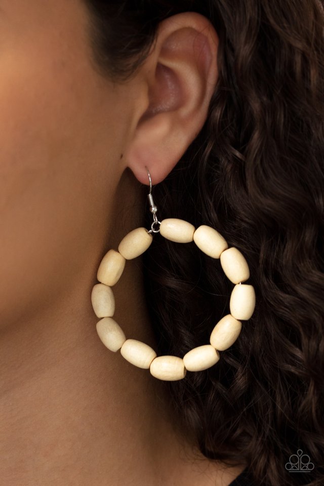 ​Living The WOOD Life - White - Paparazzi Earring Image
