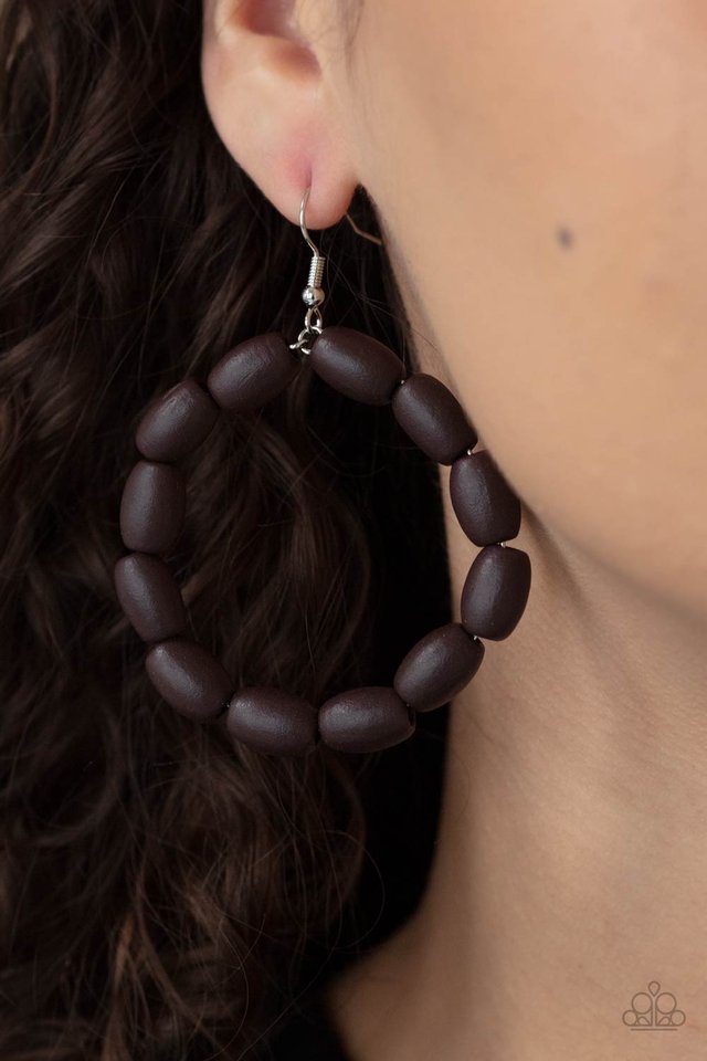 Living The WOOD Life - Brown - Paparazzi Earring Image