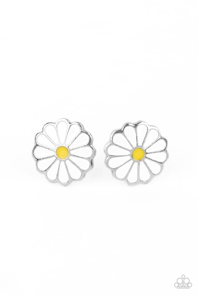 ​Budding Out - White - Paparazzi Earring Image