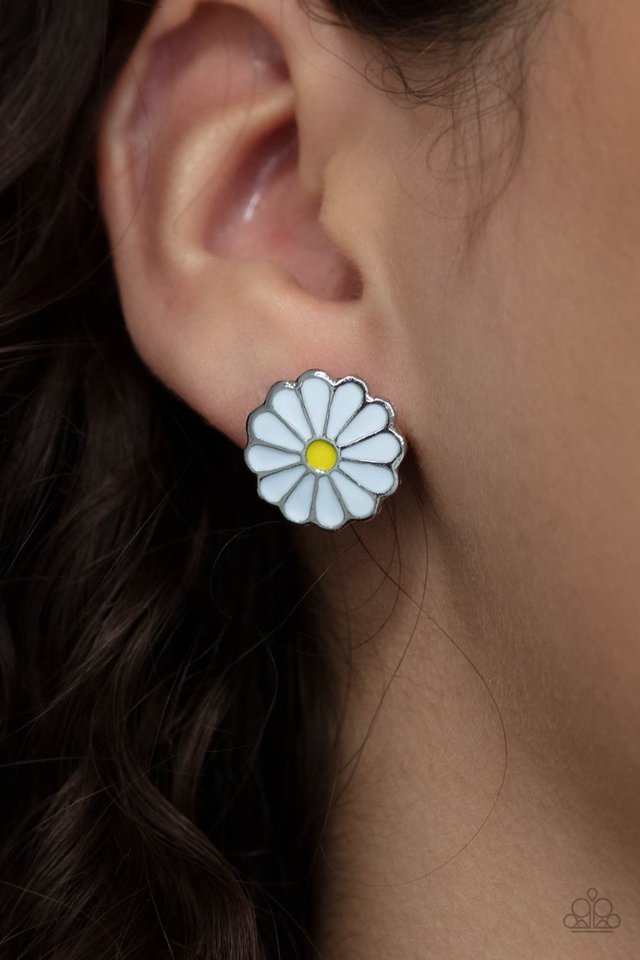 ​Budding Out - White - Paparazzi Earring Image
