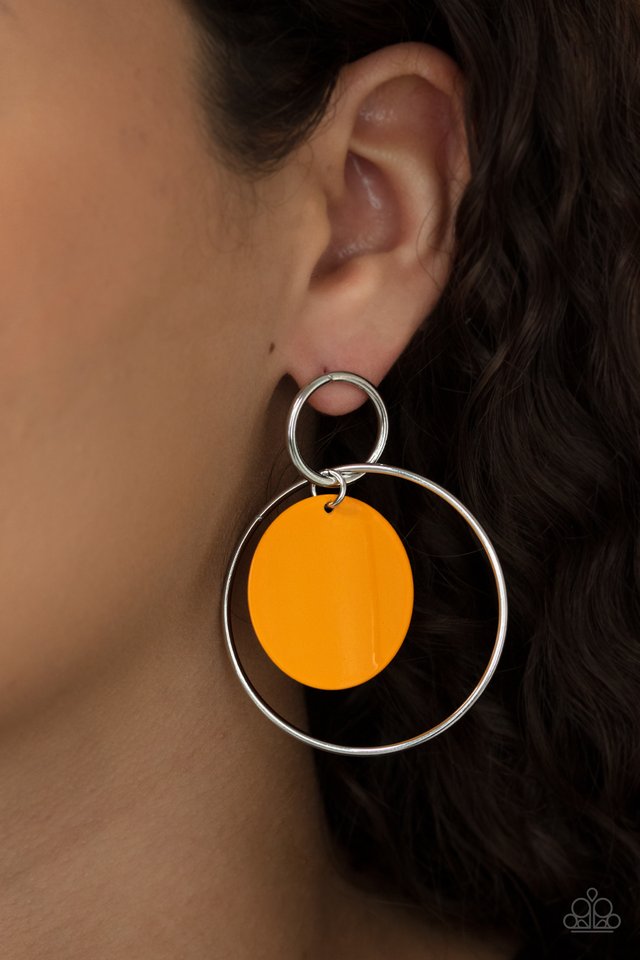 ​POP, Look, and Listen - Orange - Paparazzi Earring Image
