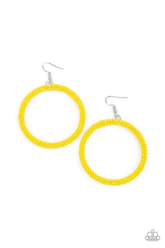 Beauty and the BEACH - Yellow - Paparazzi Earring Image