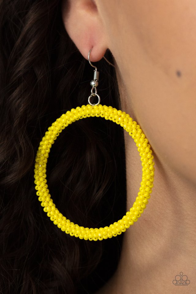 Beauty and the BEACH - Yellow - Paparazzi Earring Image