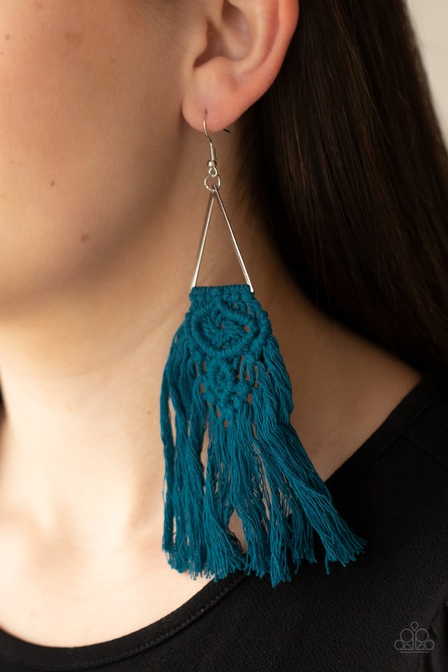 Modern Day Macrame - Blue - Paparazzi Earring Image