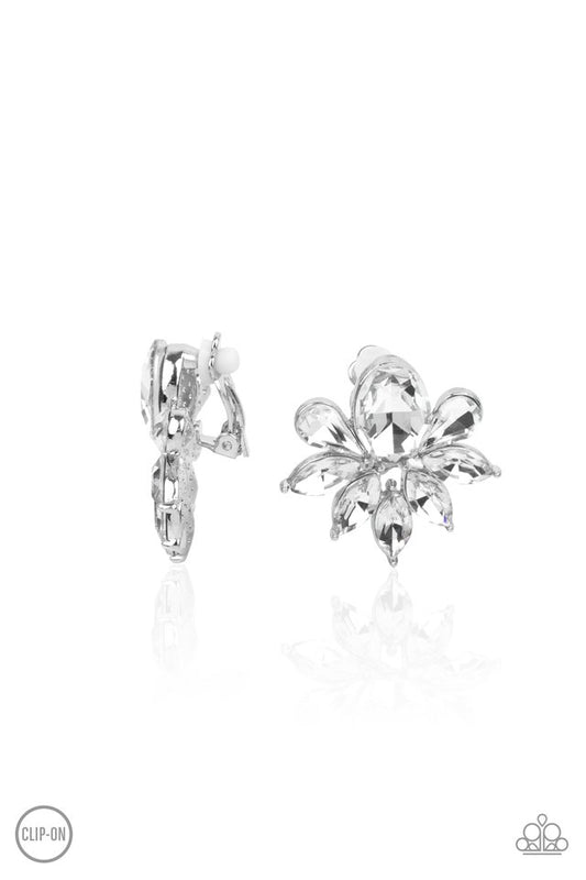 Fearless Finesse - White - Paparazzi Earring Image