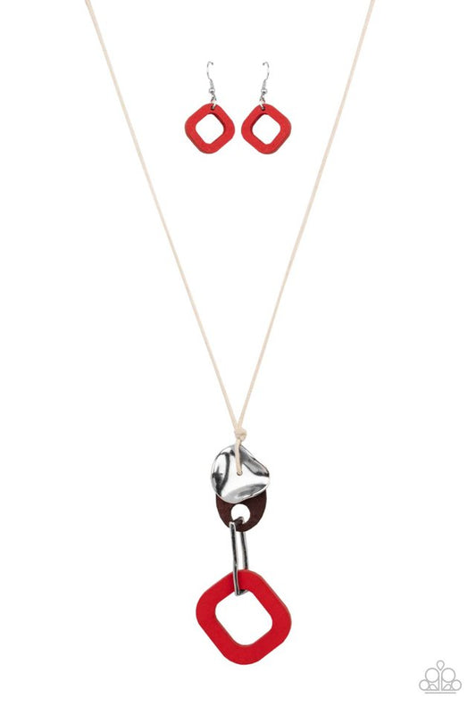 Top Of The WOOD Chain - Red - Paparazzi Necklace Image