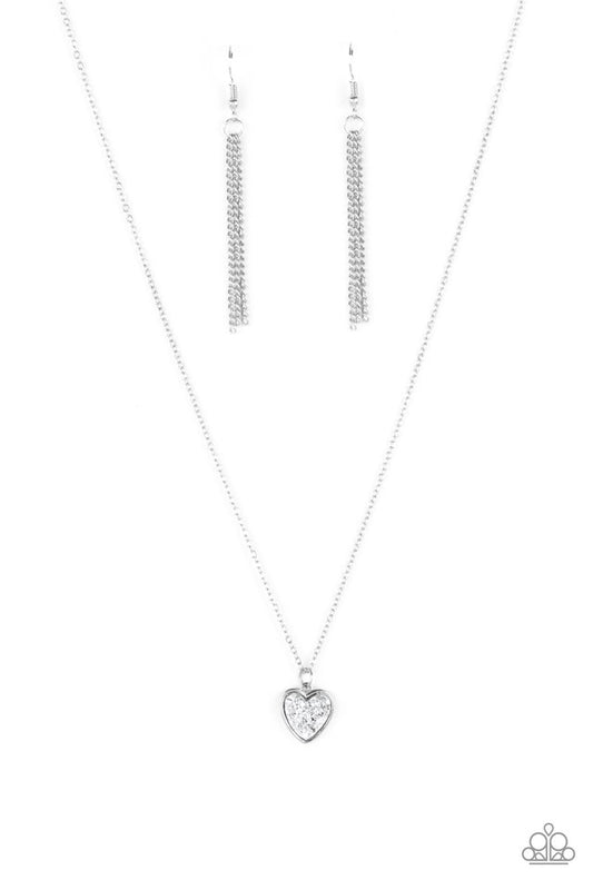 Pitter-Patter, Goes My Heart - Silver - Paparazzi Necklace Image