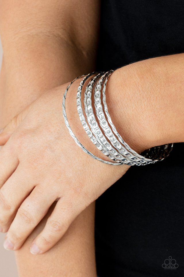 Back-To-Back Stacks - Silver - Paparazzi Bracelet Image