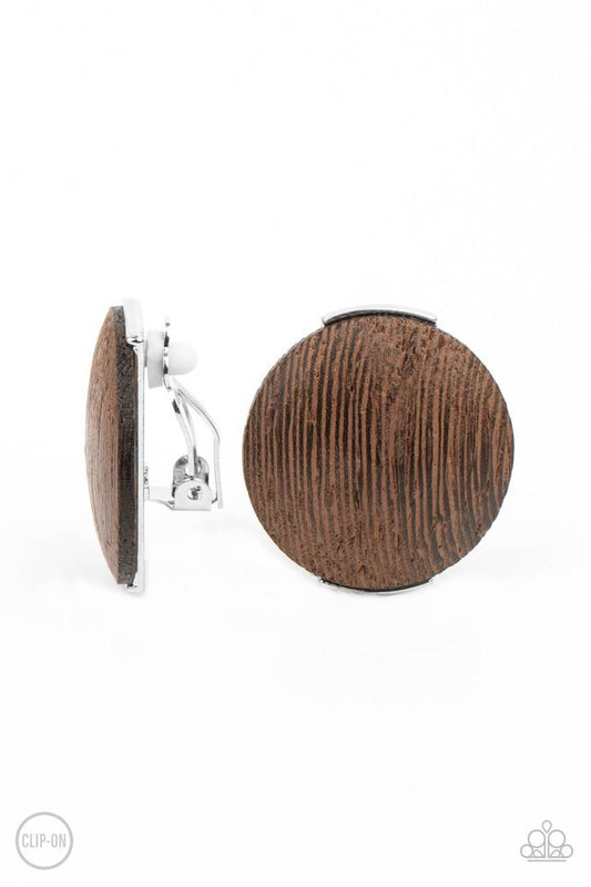 WOODWORK It - Brown - Paparazzi Earring Image