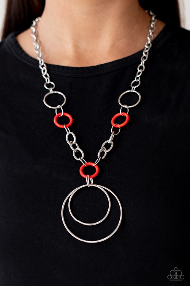 HOOP du Jour - Red - Paparazzi Necklace Image