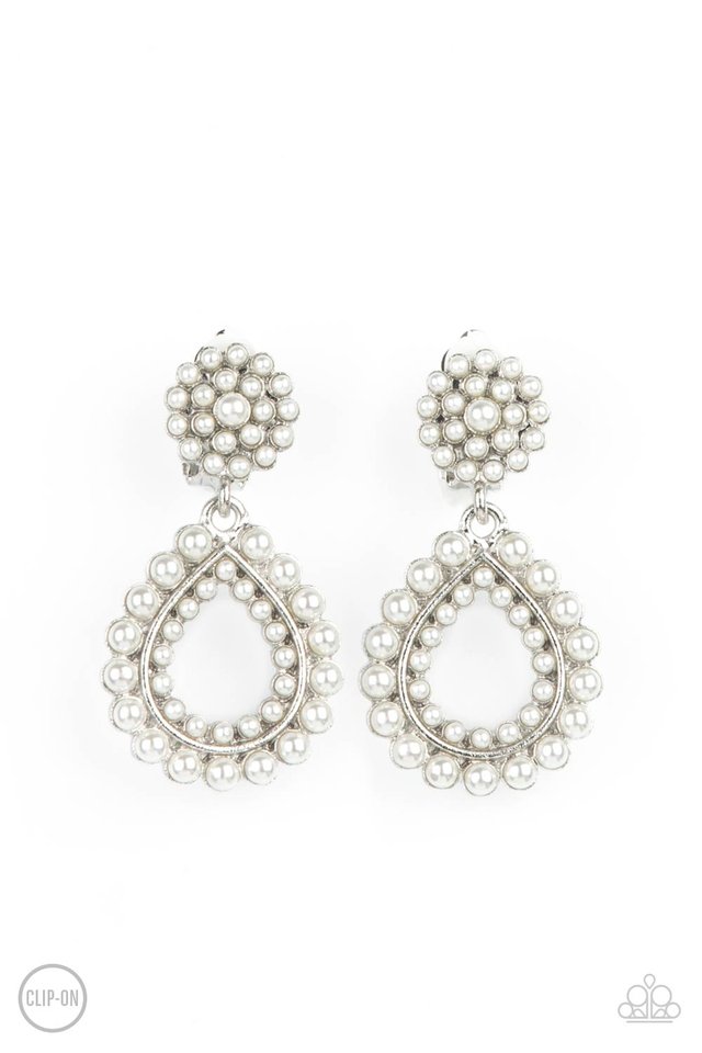 Discerning Droplets - White - Paparazzi Earring Image