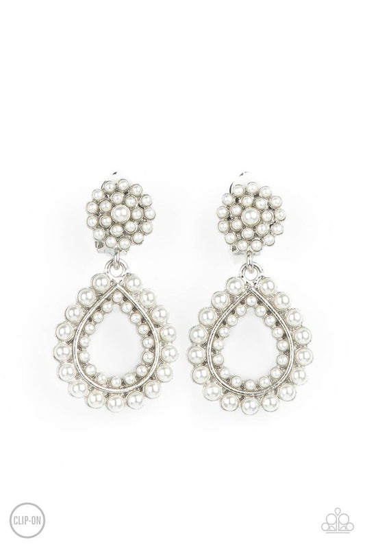 Discerning Droplets - White - Paparazzi Earring Image