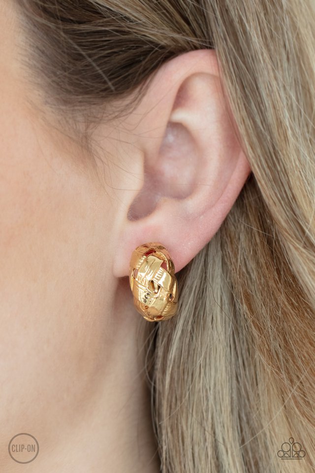 ​Wrought With Edge - Gold - Paparazzi Earring Image