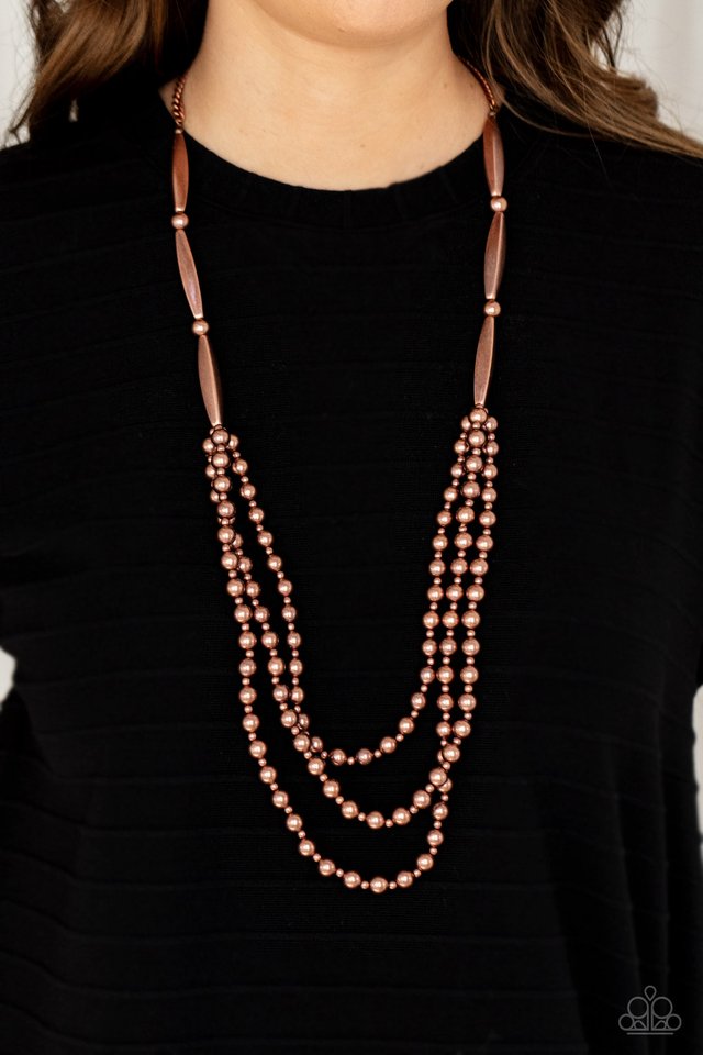 Beaded Beacon - Copper - Paparazzi Necklace Image