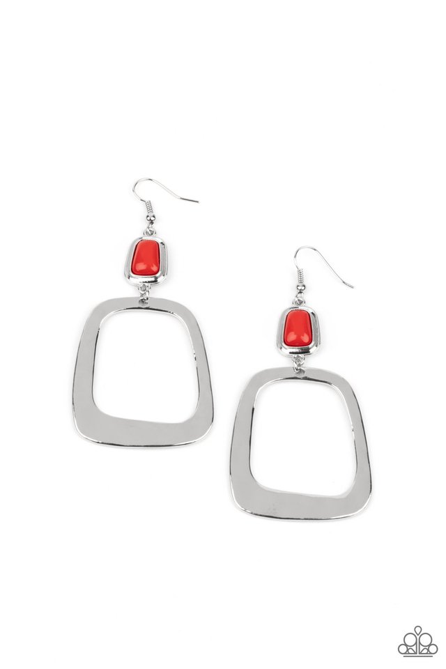 Material Girl Mod - Red - Paparazzi Earring Image