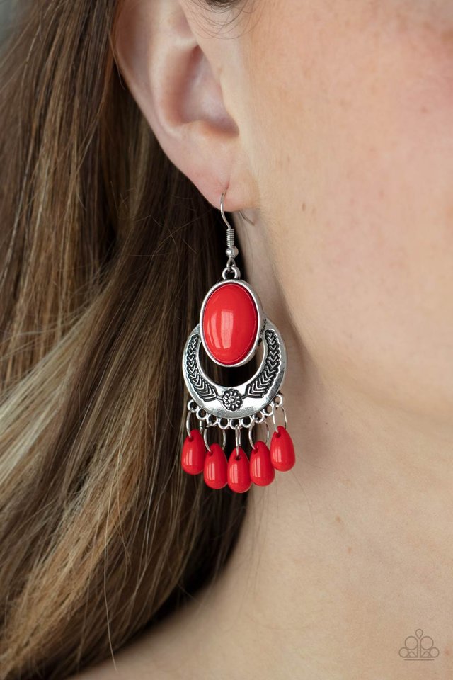 ​Prairie Flirt - Red - Paparazzi Earring Image