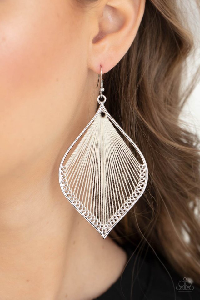 ​String Theory - White - Paparazzi Earring Image