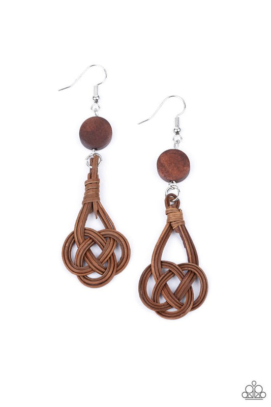 Twisted Torrents - Brown - Paparazzi Earring Image