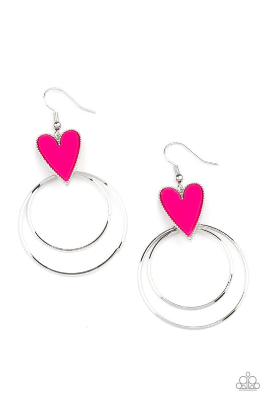 ​Happily Ever Hearts - Pink - Paparazzi Earring Image