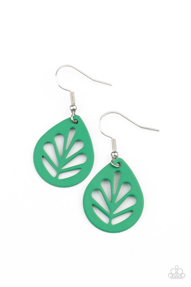 ​LEAF Yourself Wide Open - Green - Paparazzi Earring Image