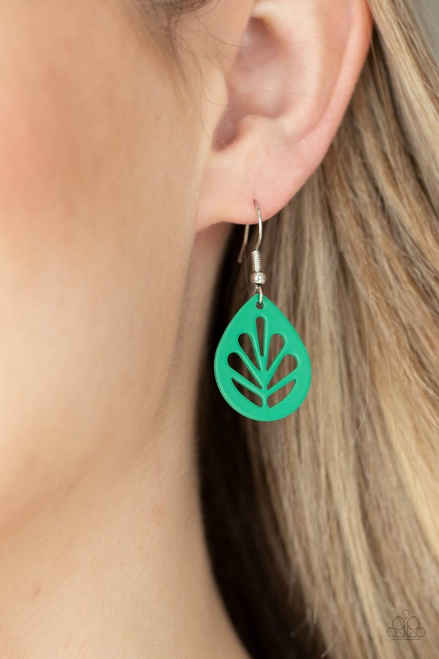 ​LEAF Yourself Wide Open - Green - Paparazzi Earring Image